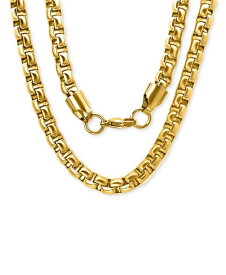 【送料無料】 スティールタイム メンズ ネックレス・チョーカー・ペンダントトップ アクセサリー Men's 18k Gold-Plated Stainless Steel Thick Round Box Link 24" Chain Necklace Gold