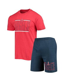【送料無料】 コンセプツ スポーツ メンズ Tシャツ トップス Men's Navy and Red Los Angeles Angels Meter T-shirt and Shorts Sleep Set Navy Red