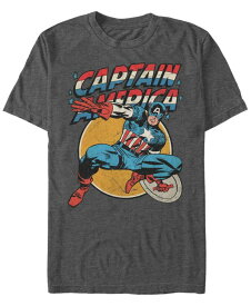【送料無料】 フィフスサン メンズ Tシャツ トップス Marvel Men's Comic Collection Retro Captain America Action Pose Short Sleeve T-Shirt Charcoal H