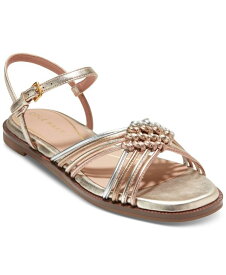 【送料無料】 コールハーン レディース サンダル シューズ Women's Jitney Ankle-Strap Knotted Flat Sandals Soft Gold Silver Rose Gold Talca
