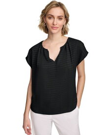 【送料無料】 カルバンクライン レディース シャツ トップス Women's Short Sleeve Textured Blouse Black