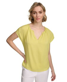 【送料無料】 カルバンクライン レディース シャツ トップス Women's Short Sleeve Textured Blouse Pear