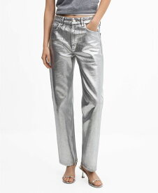 【送料無料】 マンゴ レディース デニムパンツ ジーンズ ボトムス Women's Straight Foil Jeans Silver