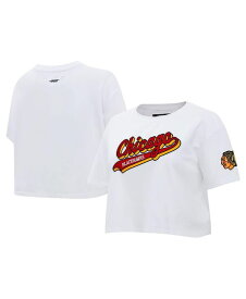 【送料無料】 プロスタンダード レディース Tシャツ トップス Women's White Chicago Blackhawks Boxy Script Tail Cropped T-shirt White