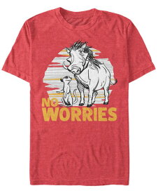 【送料無料】 フィフスサン メンズ Tシャツ トップス Disney Men's The Lion King Live Action Timon Pumbaa No Worries Short Sleeve T-Shirt Red Heathe