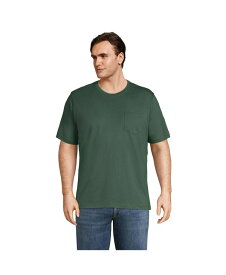 【送料無料】 ランズエンド メンズ Tシャツ トップス Men's Big and Tall Super-T Short Sleeve T-Shirt with Pocket Deep woodland green