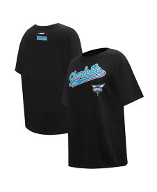 【送料無料】 プロスタンダード レディース Tシャツ トップス Women's Black Charlotte Hornets Script Boyfriend T-shirt Black