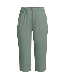 【送料無料】 ランズエンド レディース カジュアルパンツ ボトムス Plus Size Sport Knit High Rise Elastic Waist Capri Pants Lily pad green