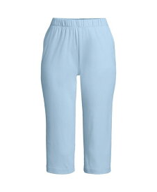 【送料無料】 ランズエンド レディース カジュアルパンツ ボトムス Plus Size Sport Knit High Rise Elastic Waist Capri Pants Soft blue haze