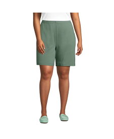 【送料無料】 ランズエンド レディース ハーフパンツ・ショーツ ボトムス Plus Size Sport Knit High Rise Elastic Waist Shorts Lily pad green
