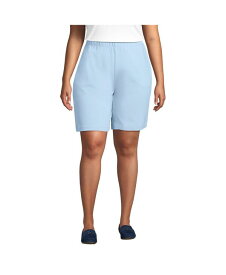 【送料無料】 ランズエンド レディース ハーフパンツ・ショーツ ボトムス Plus Size Sport Knit High Rise Elastic Waist Shorts Soft blue haze