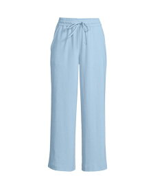 【送料無料】 ランズエンド レディース カジュアルパンツ ボトムス Women's Sport Knit Elastic Waist Wide Leg Crop Pants Soft blue haze