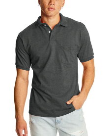 【送料無料】 ヘインズ メンズ ポロシャツ トップス EcoSmart Men's Pocket Polo Shirt 2-Pack Charcoal