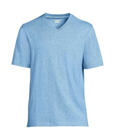 【送料無料】 ランズエンド メンズ Tシャツ トップス Men's Super-T Short Sleeve V-Neck T-Shirt Chicory blue jaspe