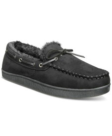 【送料無料】 クラブルーム メンズ サンダル シューズ Men's Faux-Suede Moccasin Slippers with Faux-Fur Lining Black