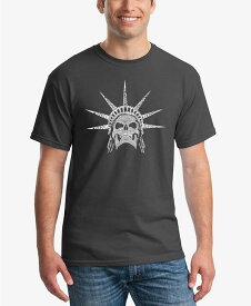 【送料無料】 エルエーポップアート メンズ Tシャツ トップス Men's Word Art Freedom Skull Short Sleeve T-shirt Dark Gray
