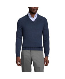 【送料無料】 ランズエンド メンズ ニット・セーター アウター Men's School Uniform Cotton Modal V-neck Sweater Classic navy