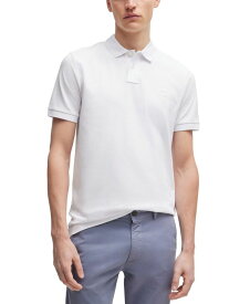 【送料無料】 ヒューゴボス メンズ ポロシャツ トップス Men's Logo Patch Slim-Fit Polo Shirt White