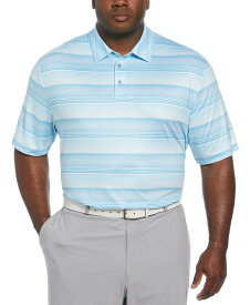 【送料無料】 ピージーエーツアー メンズ ポロシャツ トップス Men's Big & Tall Linear Energy Stretch Moisture-Wicking Textured Stripe Golf Polo Shirt Cyan Blue