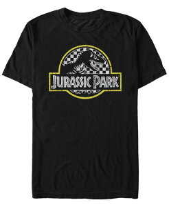 �t�B�t�X�T�� �����Y �g�b�v�X T�V���c ���S Fifth Sun Jurassic Park Men's Distressed Checkered Logo Short Sleeve T-Shirt Black �u���b�N