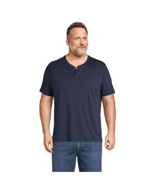【送料無料】 ランズエンド メンズ Tシャツ トップス Men's Big & Tall Short Sleeve Supima Jersey Henley T-Shirt Radiant navy