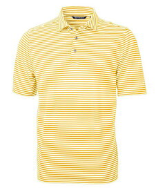 【送料無料】 カッターアンドバック メンズ ポロシャツ トップス Big & Tall Virtue Eco Pique Stripe Recycled Polo Shirt College gold