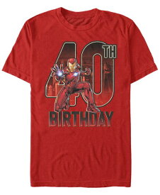 【送料無料】 フィフスサン メンズ Tシャツ トップス Men's Marvel Iron Man 40th Birthday Action Pose Short Sleeve T-Shirt Red