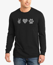 【送料無料】 エルエーポップアート メンズ Tシャツ トップス Men's Peace Love Dogs Word Art Long Sleeves T-shirt Black