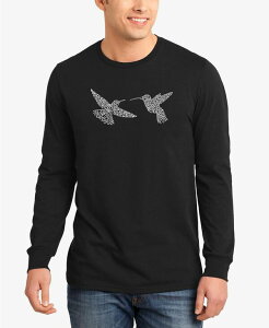 �G���G�[�|�b�v�A�[�g �����Y �g�b�v�X T�V���c LA Pop Art Men's Hummingbirds Word Art Long Sleeve T-shirt Black �u���b�N