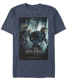 【送料無料】 フィフスサン メンズ Tシャツ トップス Harry Potter Men's Deathly Hallows Part One Poster Short Sleeve T-Shirt Navy Heather
