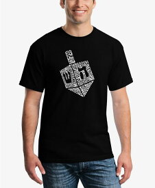 【送料無料】 エルエーポップアート メンズ Tシャツ トップス Men's Hanukkah Dreidel Printed Word Art T-shirt Black
