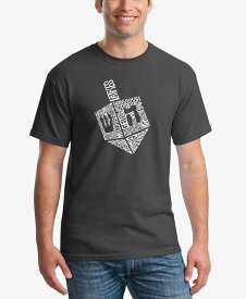 【送料無料】 エルエーポップアート メンズ Tシャツ トップス Men's Hanukkah Dreidel Printed Word Art T-shirt Dark Gray