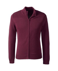 【送料無料】 ランズエンド メンズ ニット・セーター カーディガン アウター Men's School Uniform Cotton Modal Zip Front Cardigan Sweater Burgundy