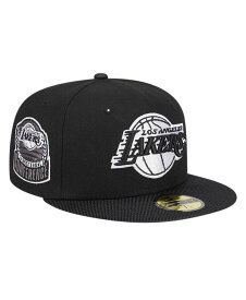 【送料無料】 ニューエラ メンズ 帽子 アクセサリー Men's Black Los Angeles Lakers Active Satin Visor 59fifty Fitted Hat Black