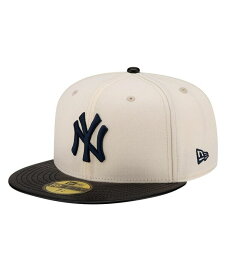 【送料無料】 ニューエラ メンズ 帽子 アクセサリー Men's Cream New York Yankees Game Night Leather Visor 59fifty Fitted Hat Cream