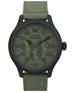 ^CbNX Y ANZT[ rv Timex Men's Expedition Field Quartz Analog Green material Strap 43mm Round Watch Green O[