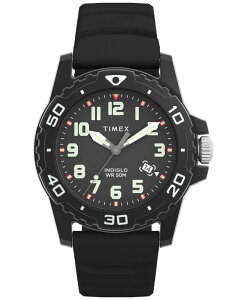 ^CbNX Y ANZT[ rv Timex Men's Main Street Quartz Black Silicone Strap 42mm Round Watch Black ubN