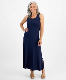 【送料無料】 スタイルアンドコー レディース ワンピース トップス Petite Sleeveless Side Slit Knit Maxi Dress Industrial Blue