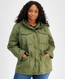【送料無料】 リーバイス レディース ジャケット・ブルゾン アウター Plus Size Cotton Hooded Military Zip-Front Jacket Olive