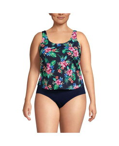 yz YGh fB[X ㉺Zbg  Plus Size Chlorine Resistant One Piece Scoop Neck Fauxkini Swimsuit Deep sea navy rosella floral