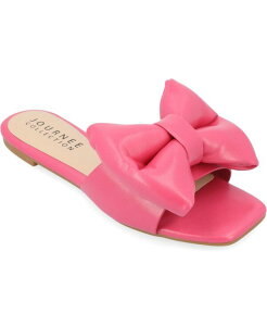 Wl RNV fB[X V[Y T_ Journee Collection Women's Fayre Wide Width Oversized Bow Slip On Flat Sandals Pink sN