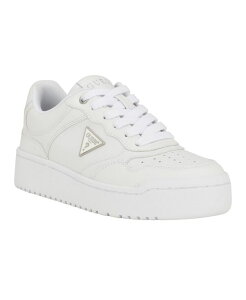 QX fB[X V[Y Xj[J[ vbgtH[ [X GUESS Women's Miram Platform Lace-Up Court Sneakers White/White zCg