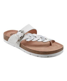 【送料無料】 アース レディース サンダル シューズ Women's Alyce Round Toe Footbed Slip-On Casual Sandals Cream Silver Leather