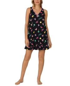 【送料無料】 クドルドッズ レディース ナイトウェア アンダーウェア Women's Sleeveless Ruffled Printed Chemise Black Novelty