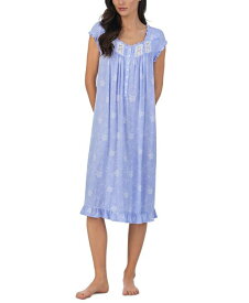 【送料無料】 エイレーンウェスト レディース ナイトウェア アンダーウェア Women's Ruffled Cap-Sleeve Waltz Nightgown Blue/White