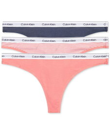 【送料無料】 カルバンクライン レディース パンツ アンダーウェア Women's 3-Pk. Modern Logo Low-Rise Thong Underwear QD5209 Calypso Coral/Speakeasy/Sophie Stripe_Calypso Coral