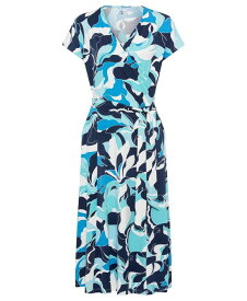 【送料無料】 オルセン レディース ワンピース トップス Women's Cap Sleeve A-Line Printed Midi Dress with Waist Tie containing LENZING[TM] ECOVERO[TM] Viscose Night blue