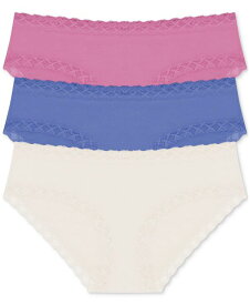 【送料無料】 ナトリ レディース パンツ アンダーウェア Bliss Lace-Trim Cotton Brief Underwear 3-Pack 156058MP Ivory Pack