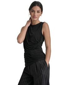 【送料無料】 ダナ キャラン ニューヨーク レディース シャツ トップス Women's Crewneck Sleeveless Side-Ruched Knit Top Black