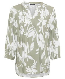 【送料無料】 オルセン レディース シャツ ブラウス トップス Women's Pure Viscose 3/4 Sleeve Abstract Floral Tunic Blouse Light khaki